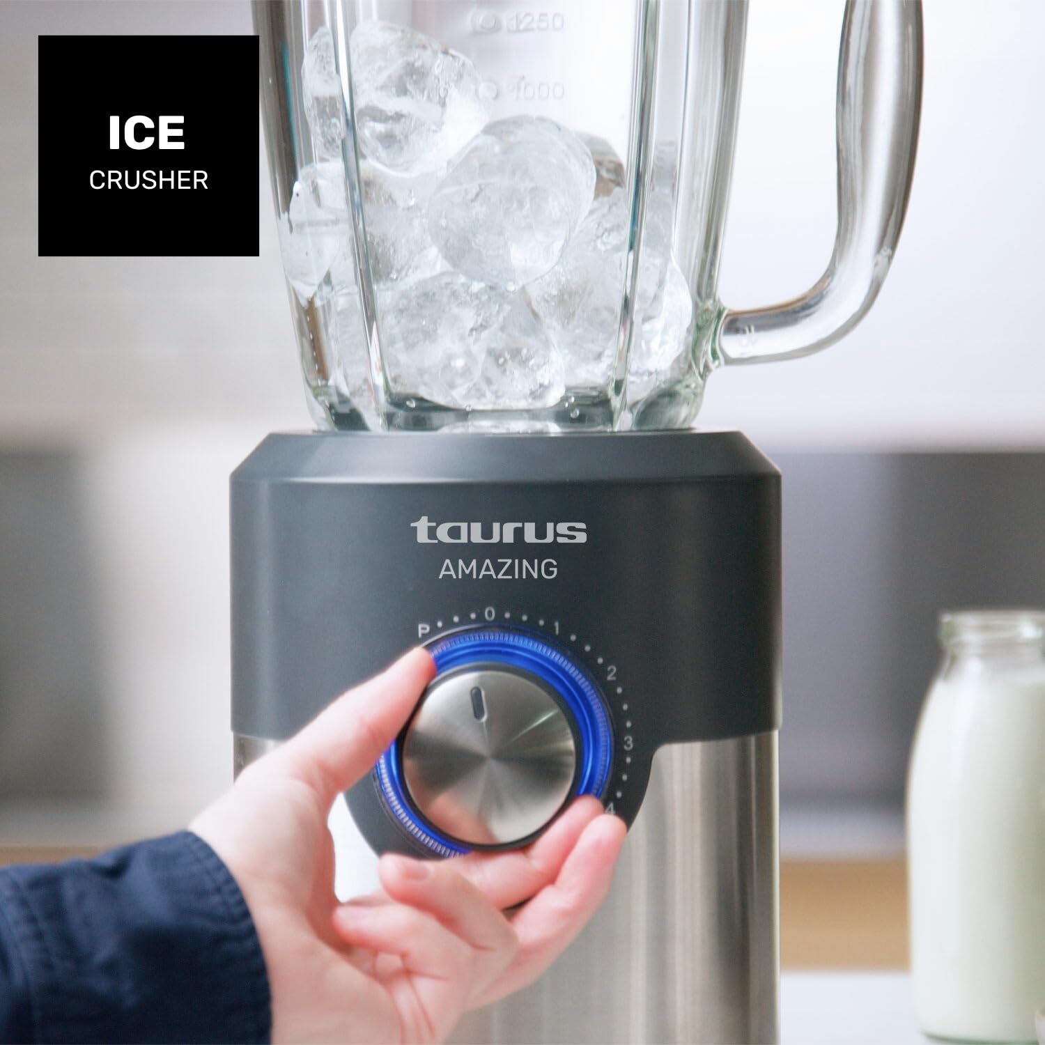 Taurus Amazing - Batidora de Vaso 1600W, 1,75L, Pica Hielo, 6 Cuchillas