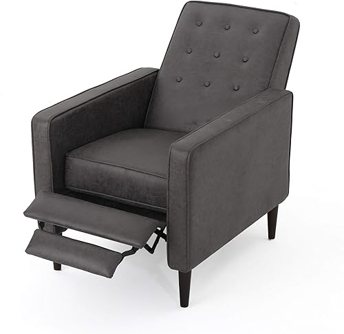 Miniatura 36 de GDFStudio Macedonia - Sillón reclinable de tela con respaldo copetudo, moderno Gris,azul (Muted Blue),Verde apagado/Espresso oscuro,Morado