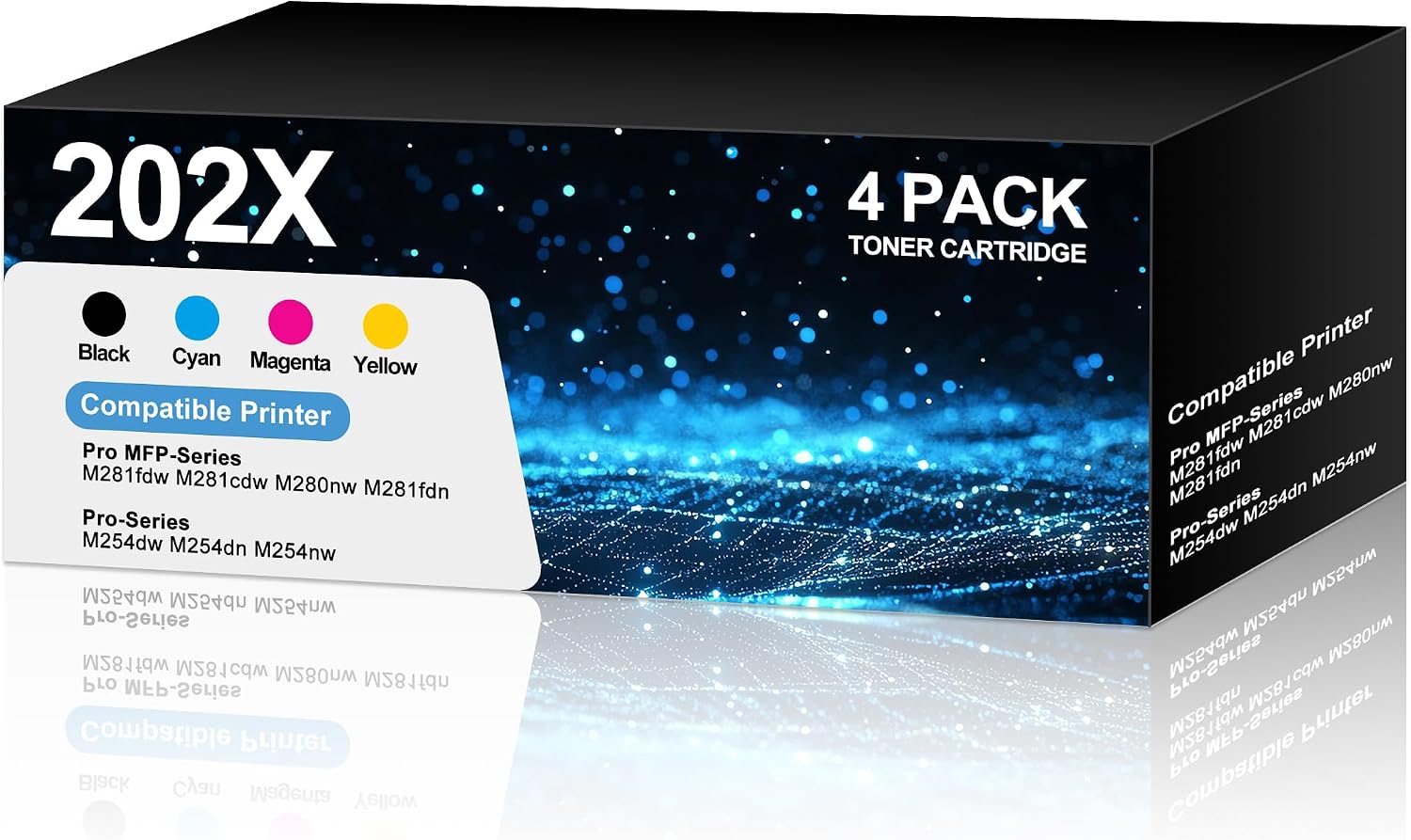 202X Toner Cartridge Compatible for HP 202X with Chip Work with HP Color Pro MFP M281fdw M281cdw M281fdn M280nw M254dw M254dn M254nw M254 M280 M281 (Black Cyan Yellow Magenta, 4-Pack)