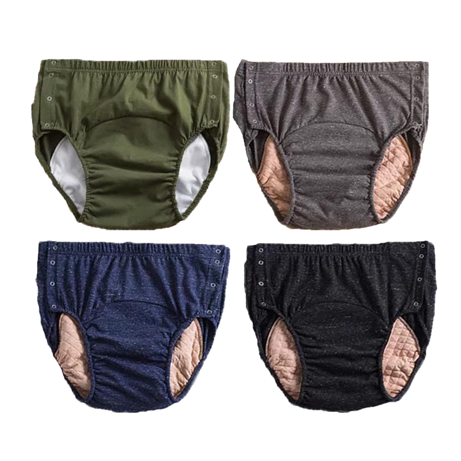 Pantalones para Incontinencia Adultos, Doble Capa Absorbente 100% Algodón Lavable Hebilla Oculta Reutilizable Cubrepañales con Almohadilla para Orina,XL