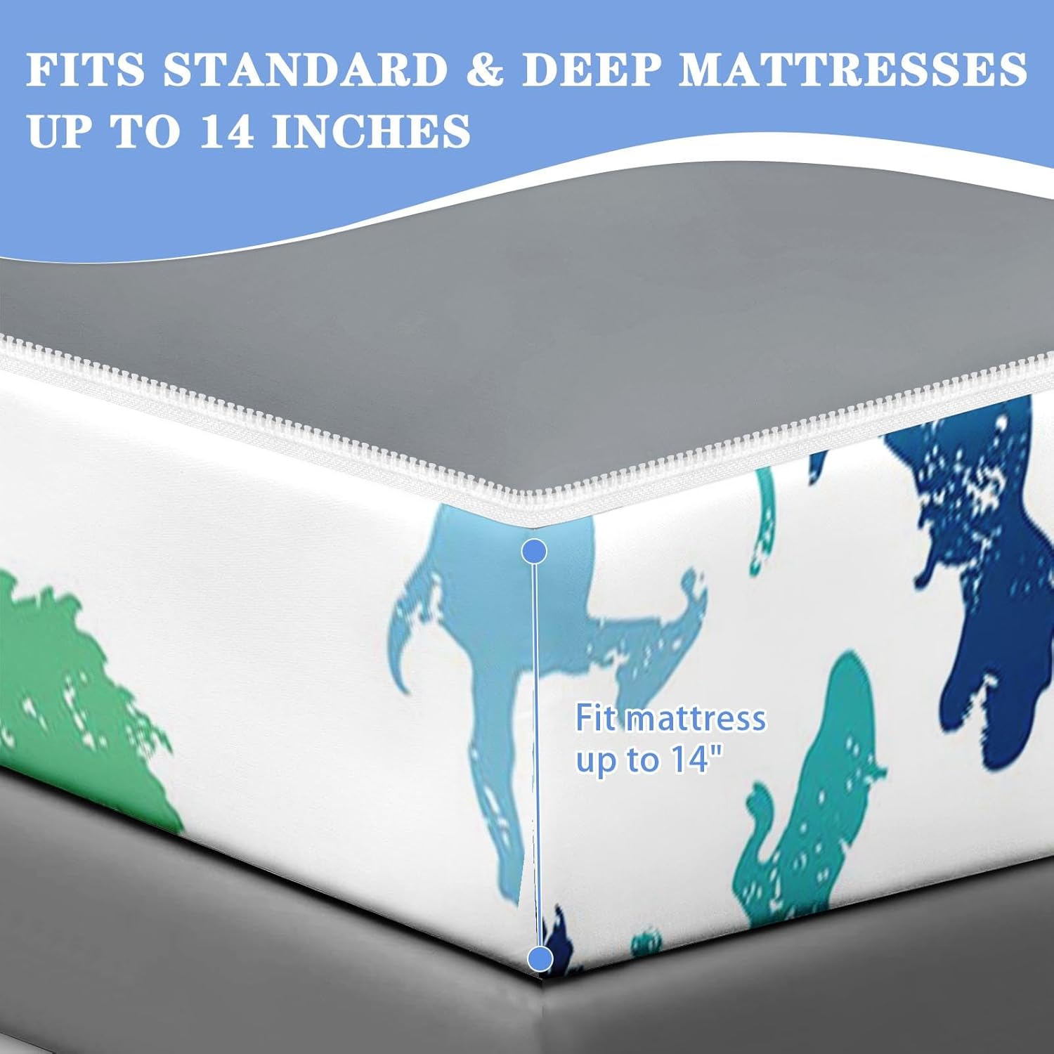 Nesker Twin Zipper Bedding, Printed Dinosaur Zipper Bedding Sets for Boys, 3pcs All in on one, Cute Dino Kids Comforter Set with Fitted Sheet and 2 Pillowcases - Image 7