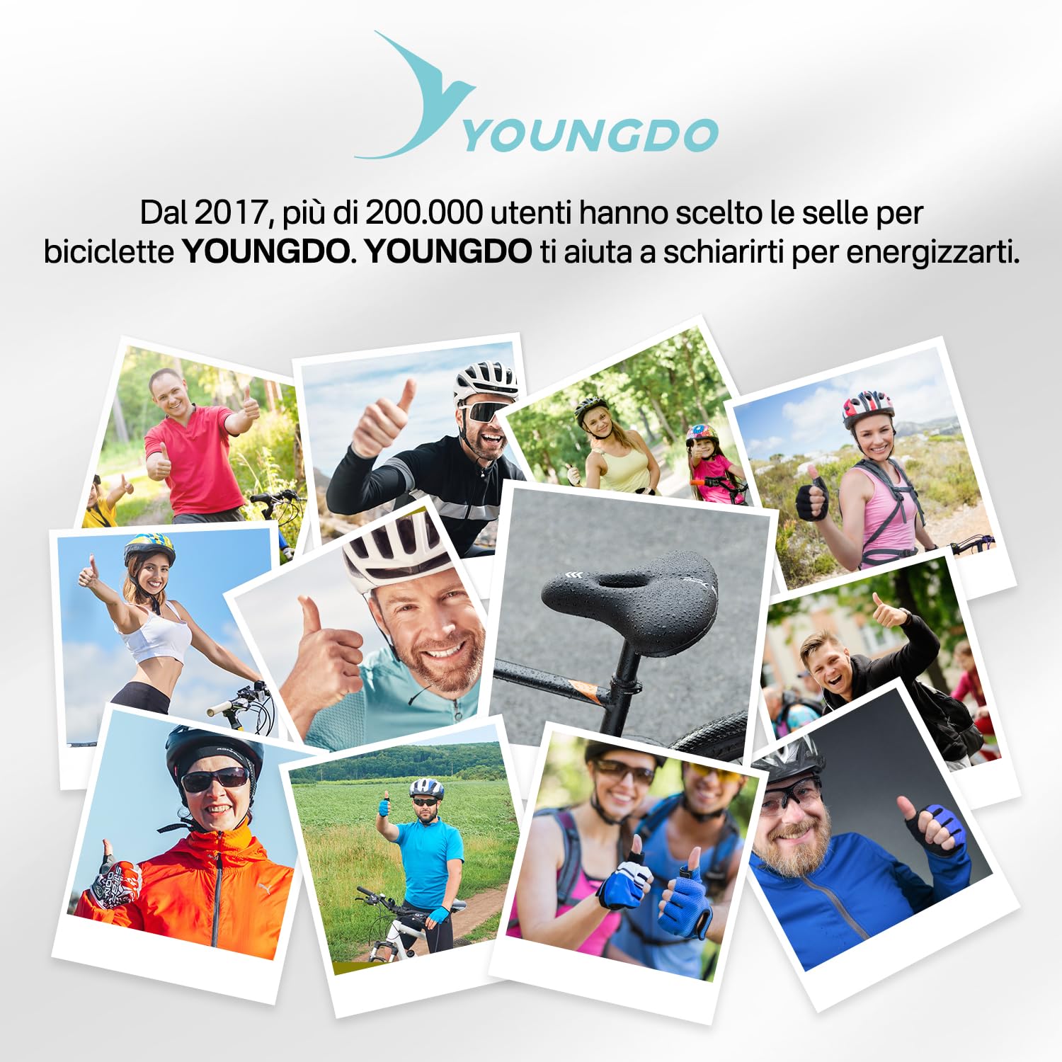 YOUNGDO Sella per bicicletta, comoda ed ergonomica, nuovo modello, migliore impermeabilità, memory foam, traspirante, ammortizzante, sella per bicicletta da uomo e da donna