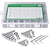 Vista 12 de Surtido de 1500 piezas de tornillos, tuercas y arandelas, kit de pernos y tuercas métricos M2 M3 M4 M5 M6 con cabeza hexagonal de casquillo, acero