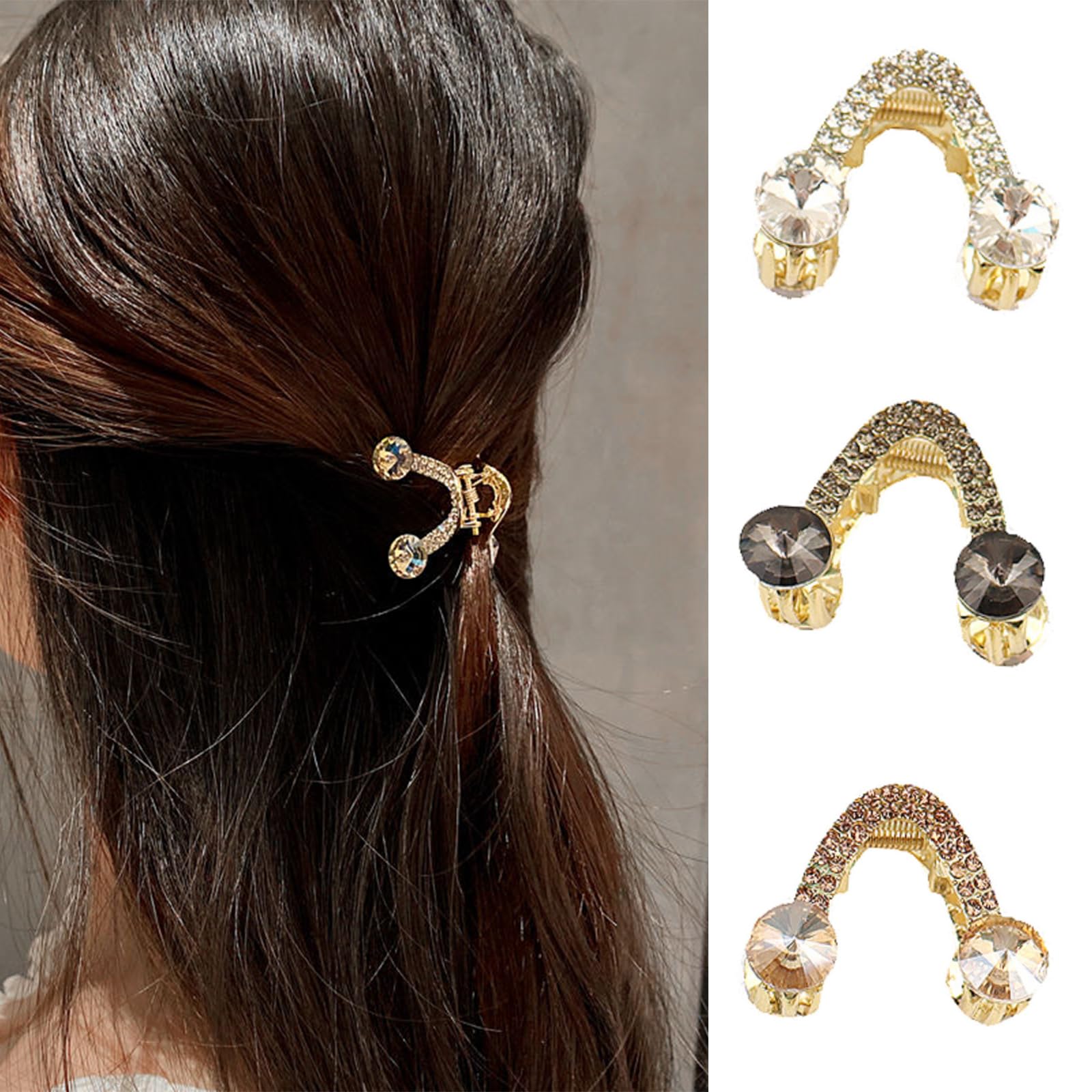V style hair accessories Inilbran Vintage Rhinestone Hair Clip Gold Crystal Wedding  main image 4