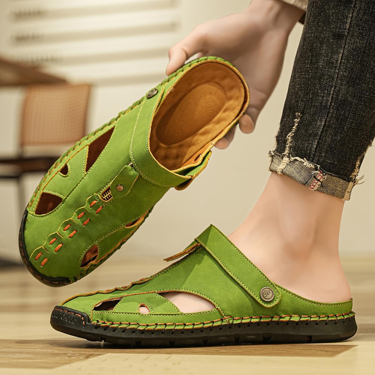 Women's Leather Sandals Adjustable Backstrap Fisherman Sandals Comfortable Outdoor Casual Summer Beach Walking Slippers