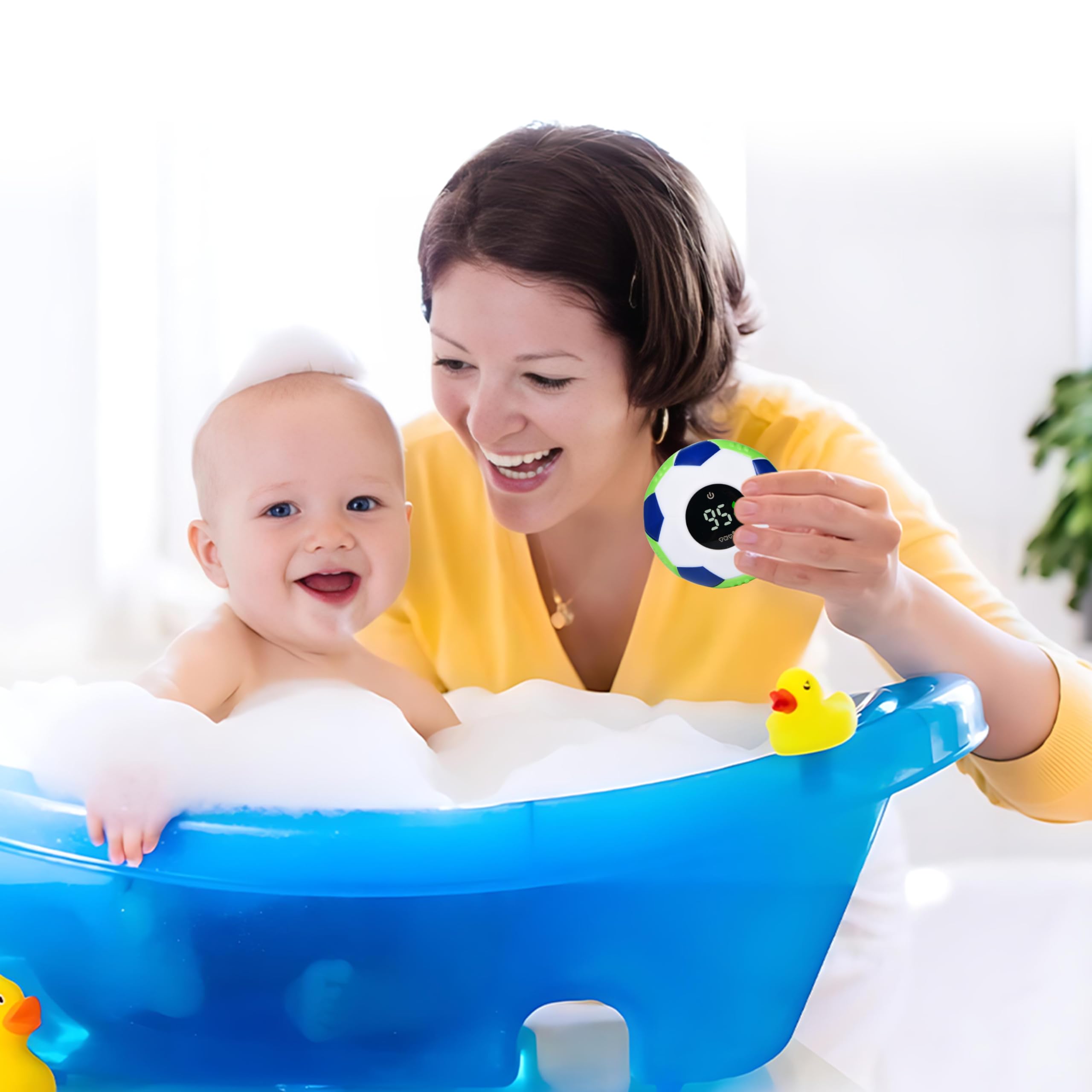 TKY Termometro da bagno per bambini con giocattoli galleggianti, monitor digitale della temperatura dell'acqua e della temperatura ambiente, termometro ricaricabile con avvisi per gli elementi