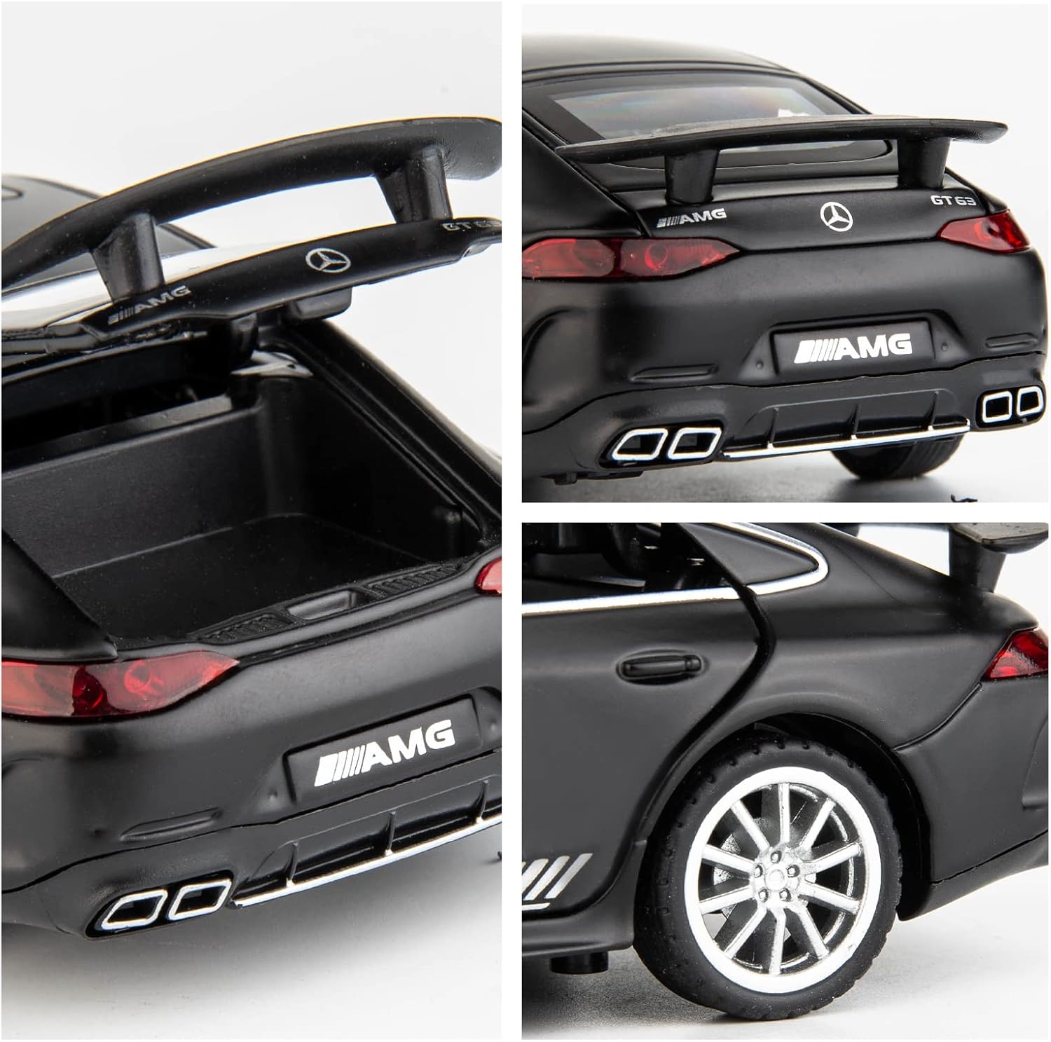 WAKAKAC 1/32 AMG GT63 Model Car Alloy Diecast Pull Back Toy Car with Sound and Light Door Can Be Opened Toy Vehicle for Kids Gift(Black)