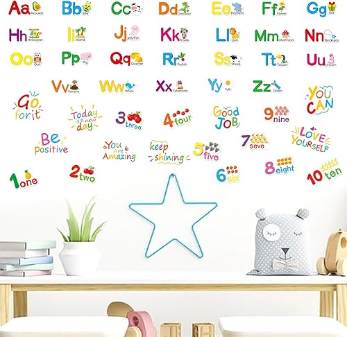 Miniatura 3 de Calcomanías de pared del alfabeto para habitación de los niños, calcomanías de aprendizaje educativo con letras ABC, decoración de números de