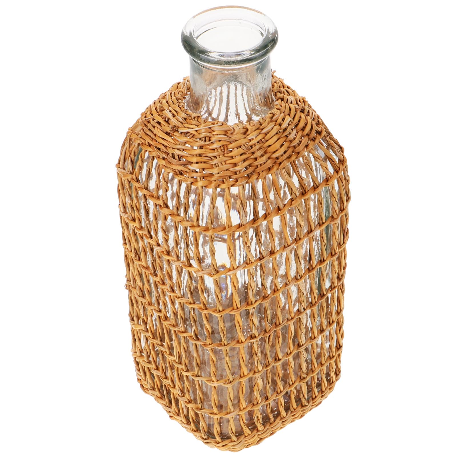 Jarrón de vidrio y ratán natural Toddmomy para centros de mesa bohemios