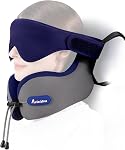 Neck Oreiller pour voyager, Oreil de voyage pour avions avec ergonomie 360° Tête Neck Soutien, Combo avec 3D Masque pour les yeux, pas de tête Bobbing Voyage essentiels pour l'avion, voiture, train, maison-grey