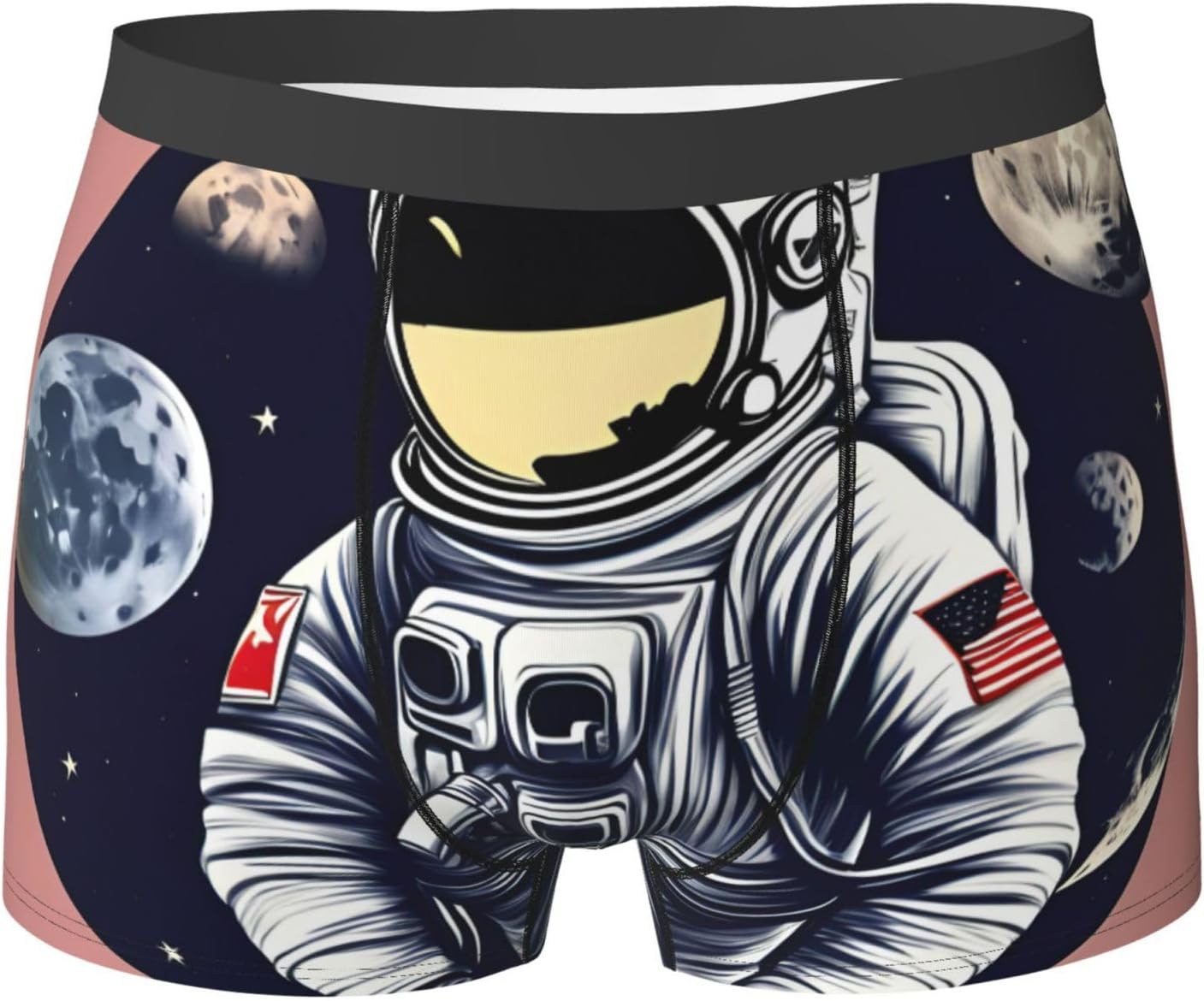Astronaut On The Moon Print Men'S Boxer Briefs, Breathable Comfortable Mens Underwear With Soft Stretch Fabric