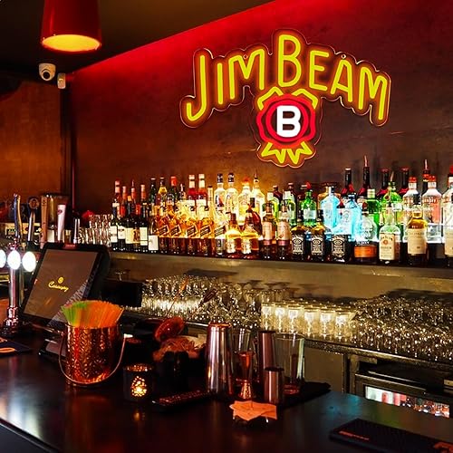 Miniatura 3 de AHlove Jim Beam - Letrero de neón para decoración de pared, luces de neón alimentadas por USB, luces de neón de barra de acrílico para cueva de