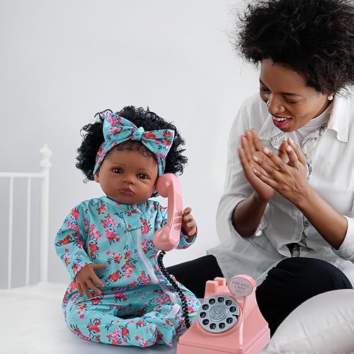 Miniatura 8 de BABESIDE Muñecas Reborn Baby Girl, cuerpo suave de 20 pulgadas, muñecas de bebé recién nacidas, muñecas afroamericanas de la vida real con caja de