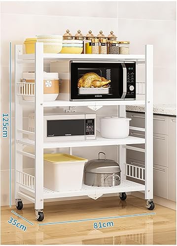 Miniatura 2 de Estantería plegable para almacenamiento, estantes plegables de metal de 4 niveles con ruedas, estantes y estantes de almacenamiento, estantes