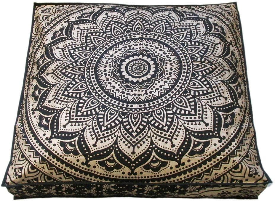 DIYANA IMPEXBlack Gold Floor Pillow Covers (Gold)