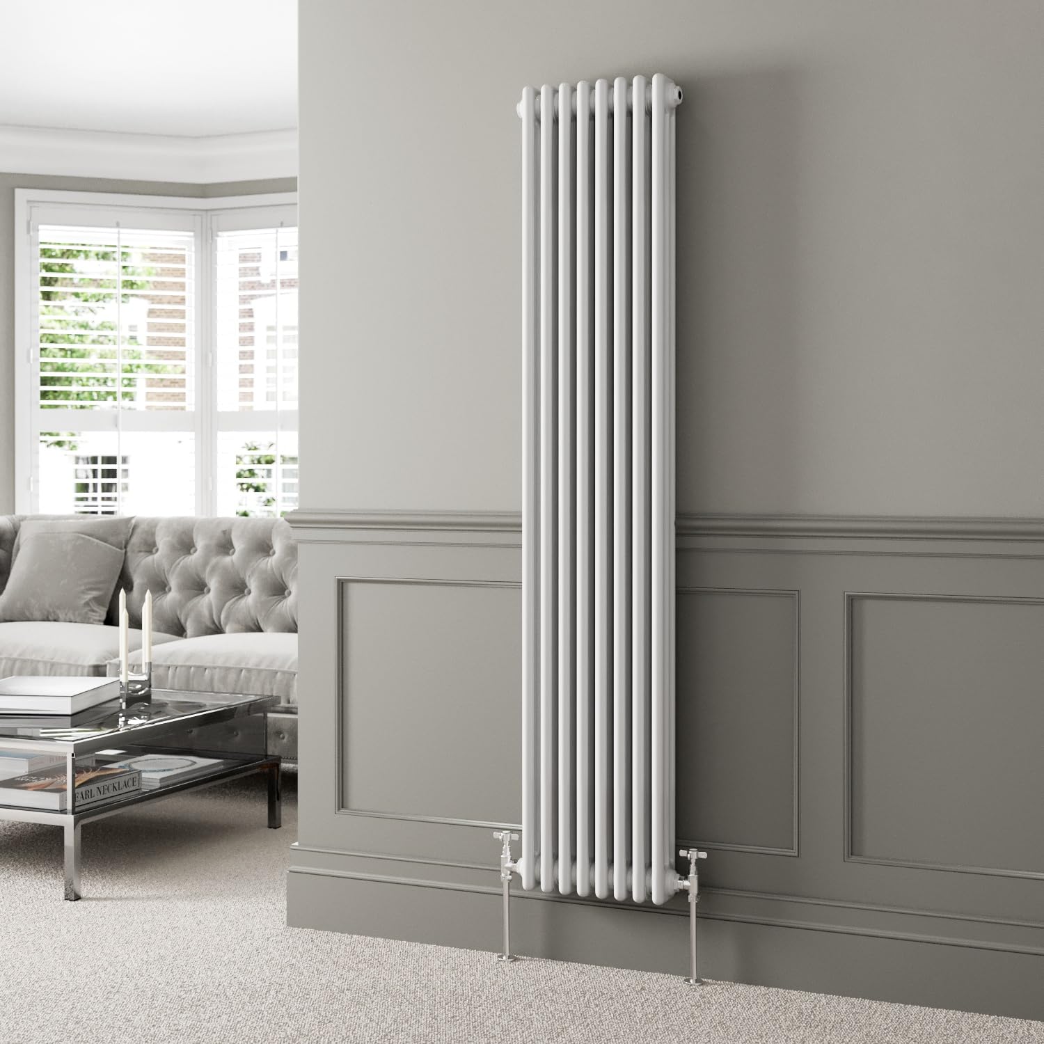 Park Lane Traditional Vertical Colosseum Triple Bar Column Radiator White - 1800 x 380mm