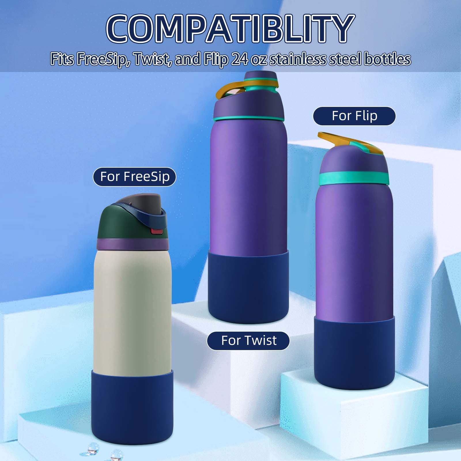 Owala FreeSip Sway Silikon-Schutzhülle - Rutschfester Boot Für 850ml & 1,2L Trinkflaschen In Sea Captain Design