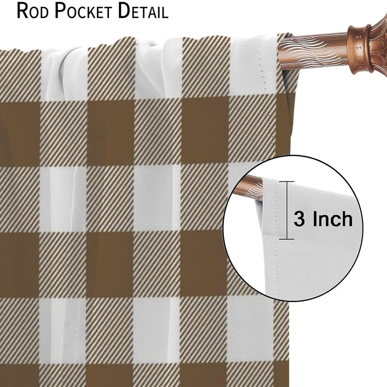Buffalo Check Plaid Curtains Brown and White Curtain with Rod Pocket for Farmhouse Bedroom Living Room Home Decor Drapes Thermal Insulated Window Treatments 2 Panels Set 42x45 Inch