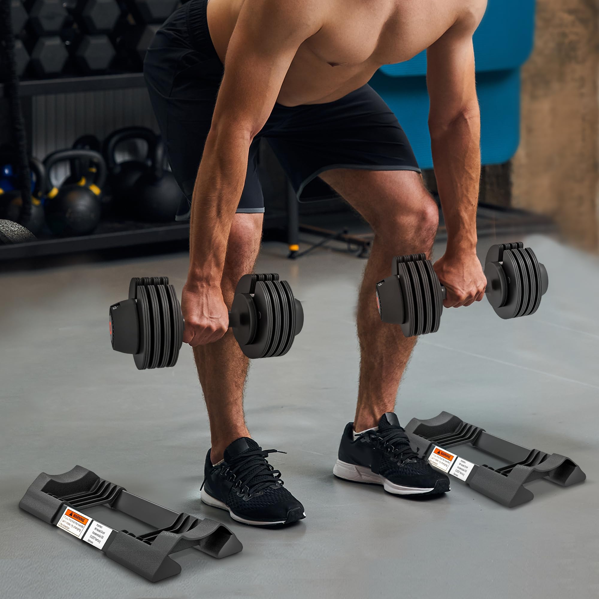 SPORTNOW Set Pesi Palestra, Set di Manubri Regolabili per Braccia con Base di Stoccaggio e Impugnatura Antiscivolo, Pesi Manubri, per Allenamento Fitness Casa e Palestra, Nero