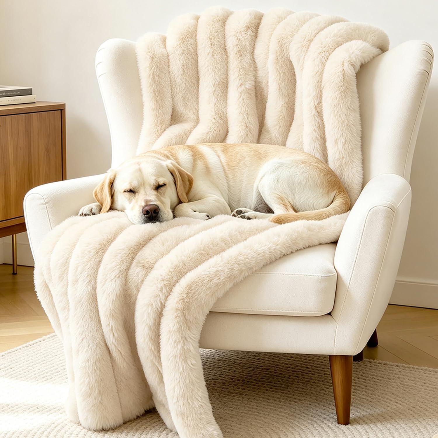 Dog Blanket for Small Dogs, Soft Rabbit Fur Puppy Blanket 25x35 White | Nodarko Double-Sided 600GSM Rabbit Fur & Fleece Dog Blanket, Washable Pet Blanket for Couch, Crate & Car Seat