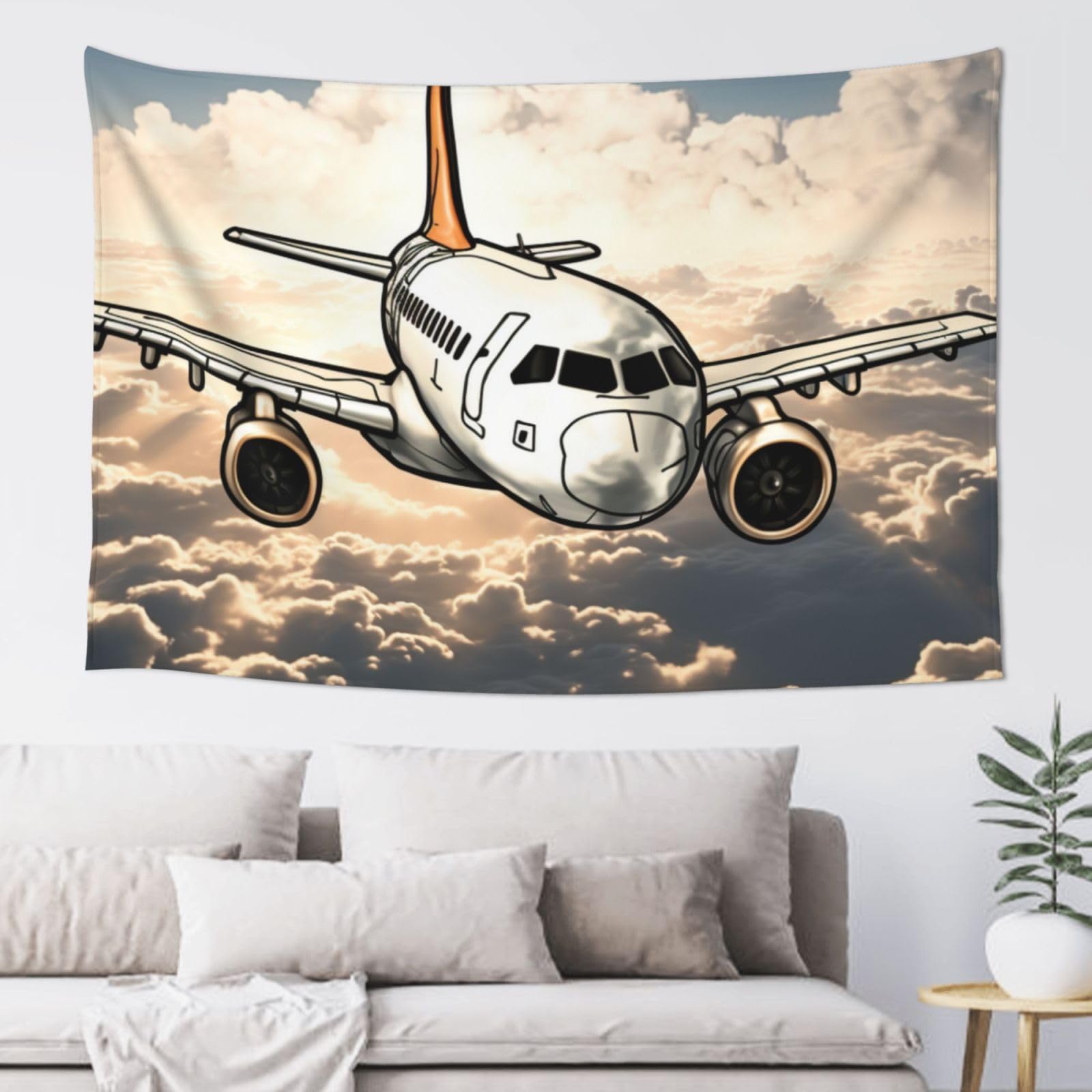 FodPand Airplane Flying Tapestry for Bedroom Aesthetic, Wall Hanging Tapestries Art Decor Backdrop Wall Tapestry for Dorm Living Room Funny Poster Party Banner Background 40" X 60"