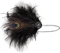 BABEYOND 1920-as Évek Fekete Tollpántos Hajpánt Női Charleston Flapper Stílus Great Gatsby Jelmez Kiegészítő Strasszkővel 5