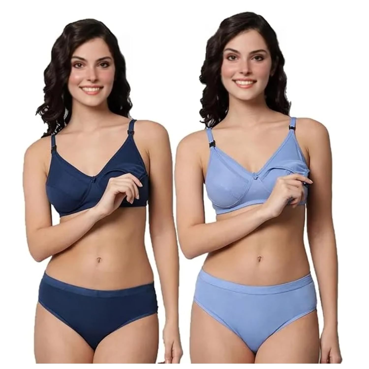 Lunavibe Pregnancy Feeding Bra Panty Set | Cotton Nursing Bra Set for Mothers | Maternity Feeding Inner Set | Breastfeedin...