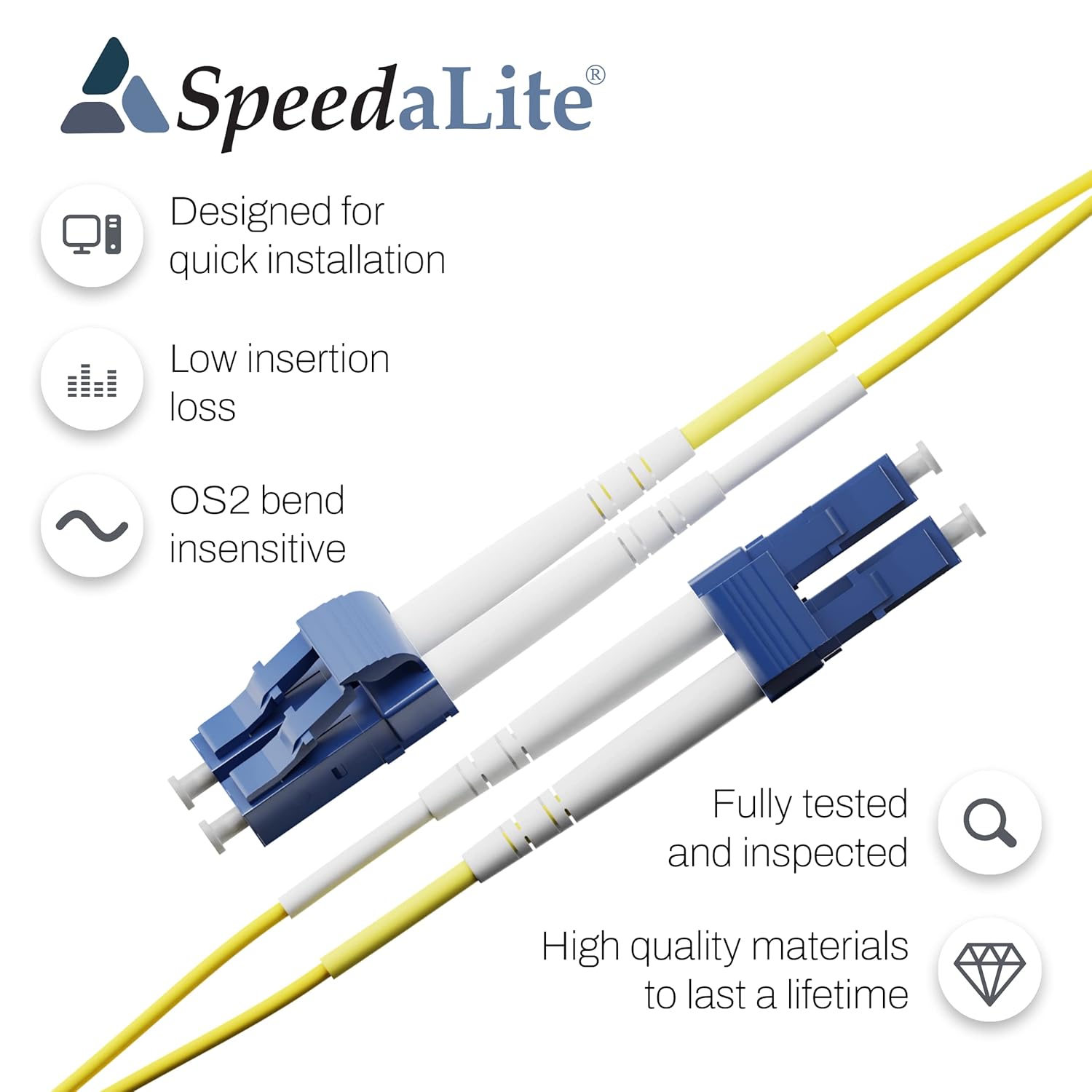 5-Pack 1M LC to LC Fiber Patch Cable Single Mode Duplex OS2 100Gig OFNR, Singlemode, SMF Jumper, A(Tx) to B(Rx), 1 Meter