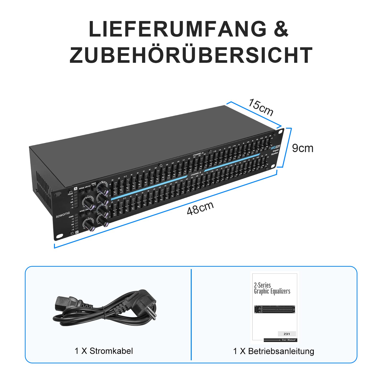 31-Band Stereo Equalizer, Dual Channel Grafik-Equalizer für Audioanlagen | Professionelle Klangsteuerung mit 31 Bändern pro Kanal, verbessert Klarheit und Balance für Live- und Heim-Audio