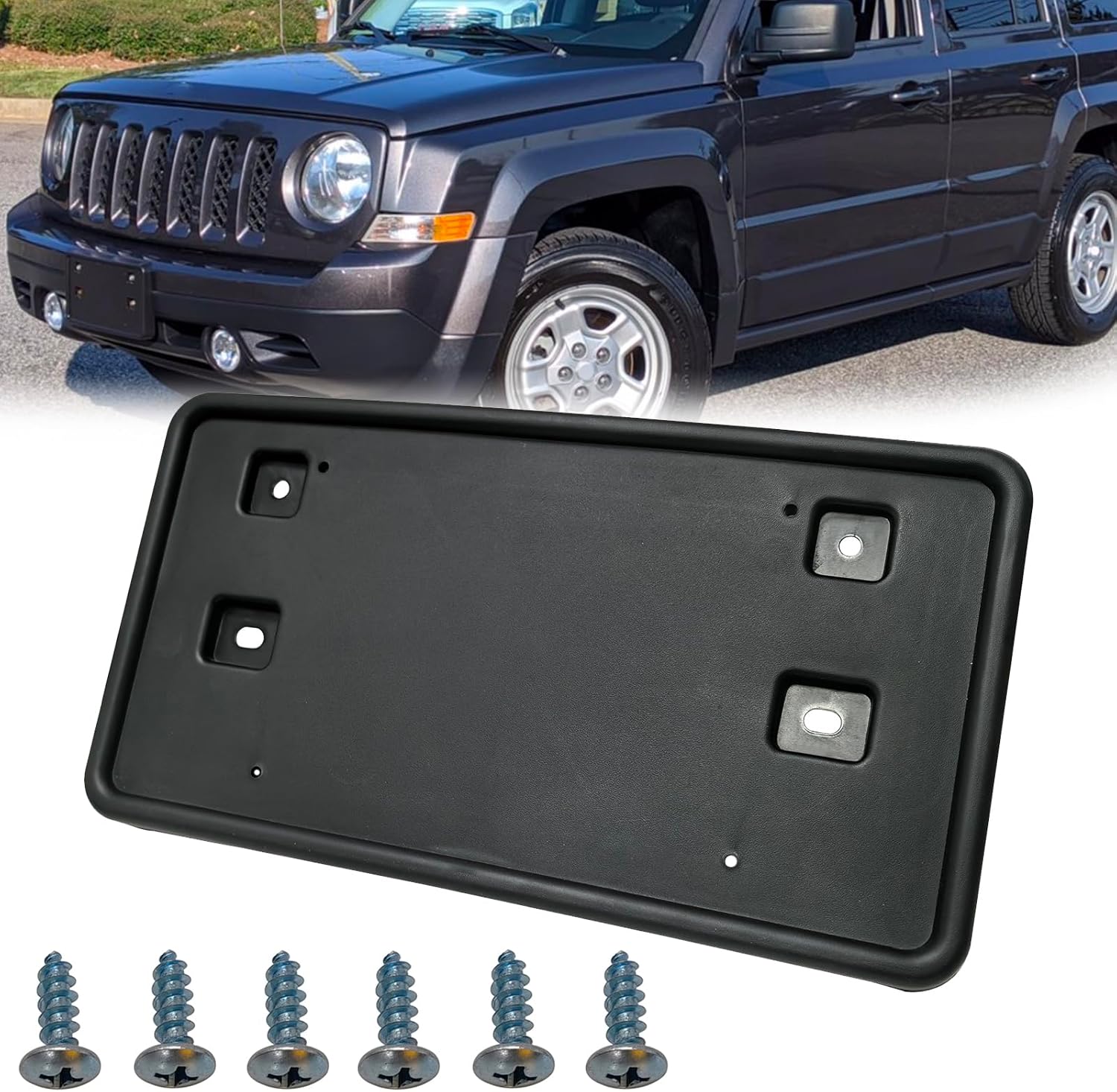 Front Bumper License Plate Frame Mounting Bracket Tag Holder Fits for 2011 2012 2013 2014 2015 2016 Jeep Patriot Replace 68080450AA CH1068126