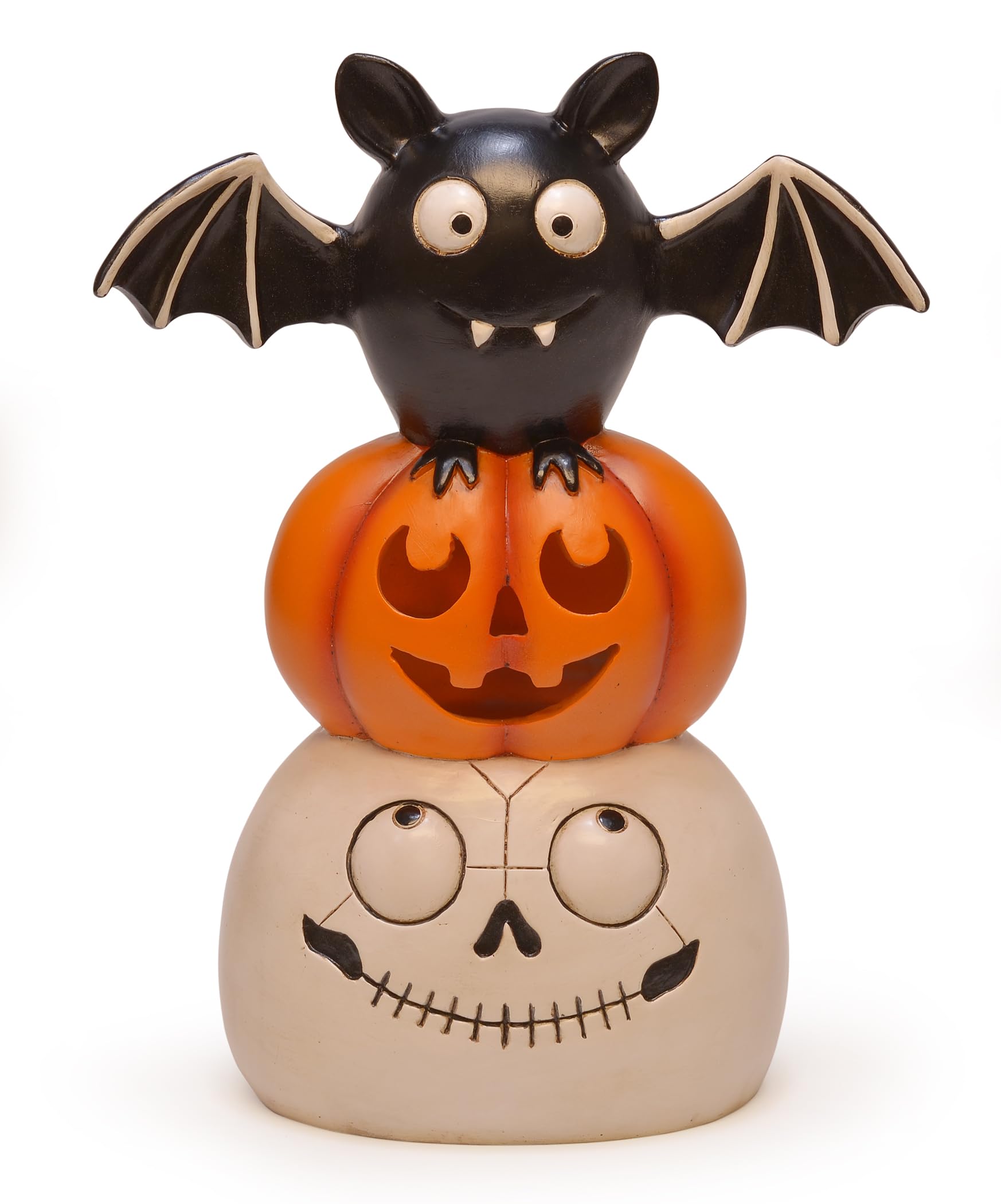 Citrouille et tête de mort LED statuette Halloween pour table 30cm