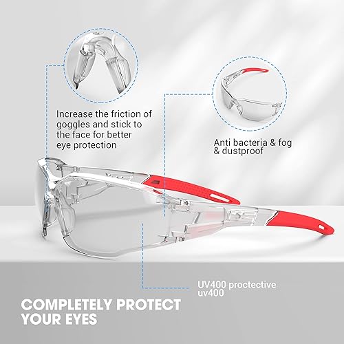 Miniatura 5 de Clear Safety Glasses Goggles - Adjustable Nose Pad,Anti-Fog & Scratch-Resistant,ANSI Z87 Compliant