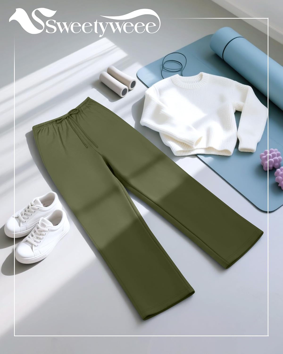 3 Pack Women's Plus Size Lounge Pants with Pockets, Wide Leg Loose Drawstring Pants Casual Sweatpants Jogger Pant - Image 5