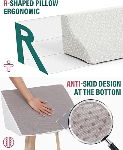 Miniatura 3 de Cuñas de espuma para posicionamiento en la cama  Almohadas de cuña 3 en 1 en forma de R para personas mayores, adultos, pacientes postrados en cama