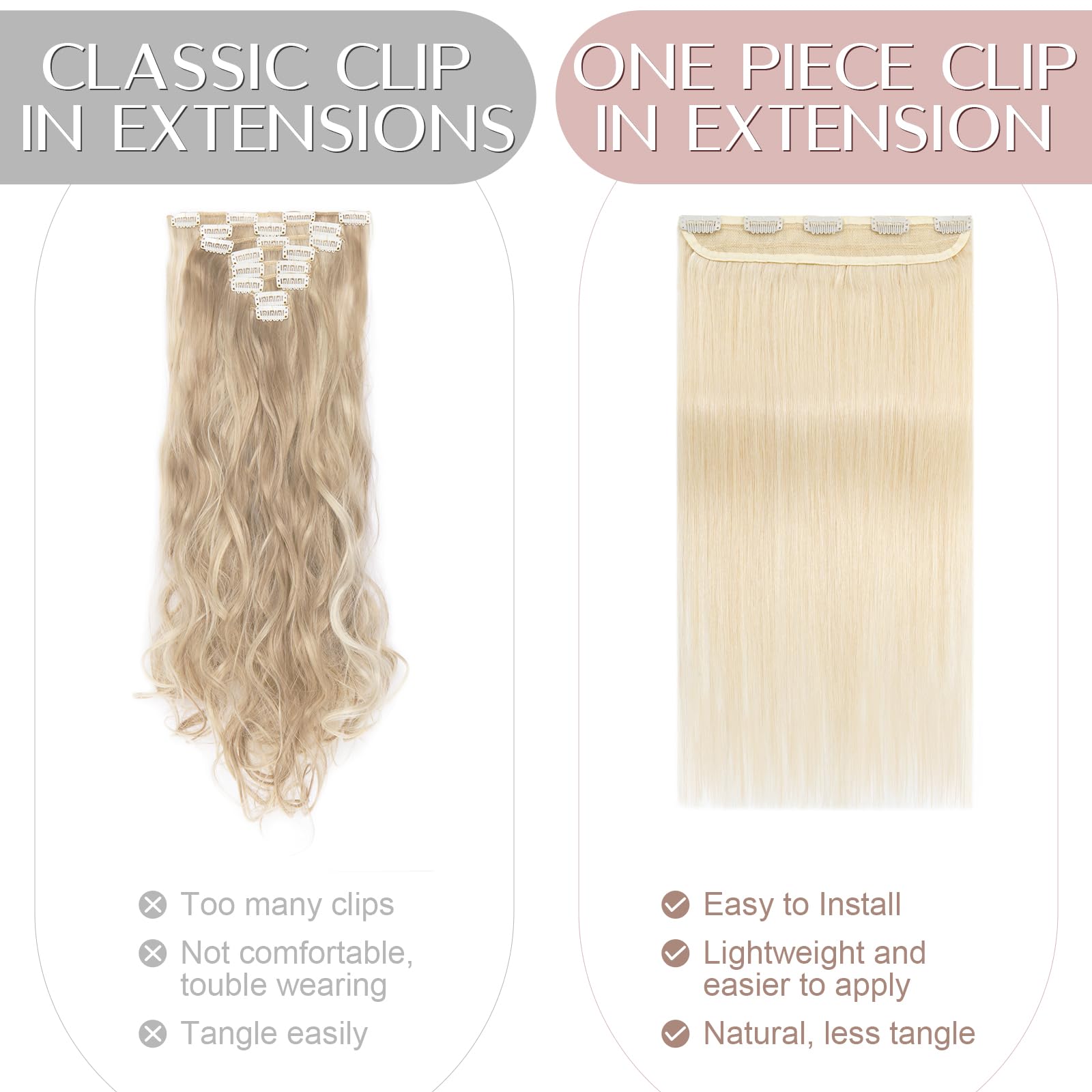20 inches SEGO One Piece Hair Extensions Clip in Human Hair [#1B Natural Black] Real Remy Hairpieces for Women 3/4 Full Head Straight Invisible (50g) — view 62