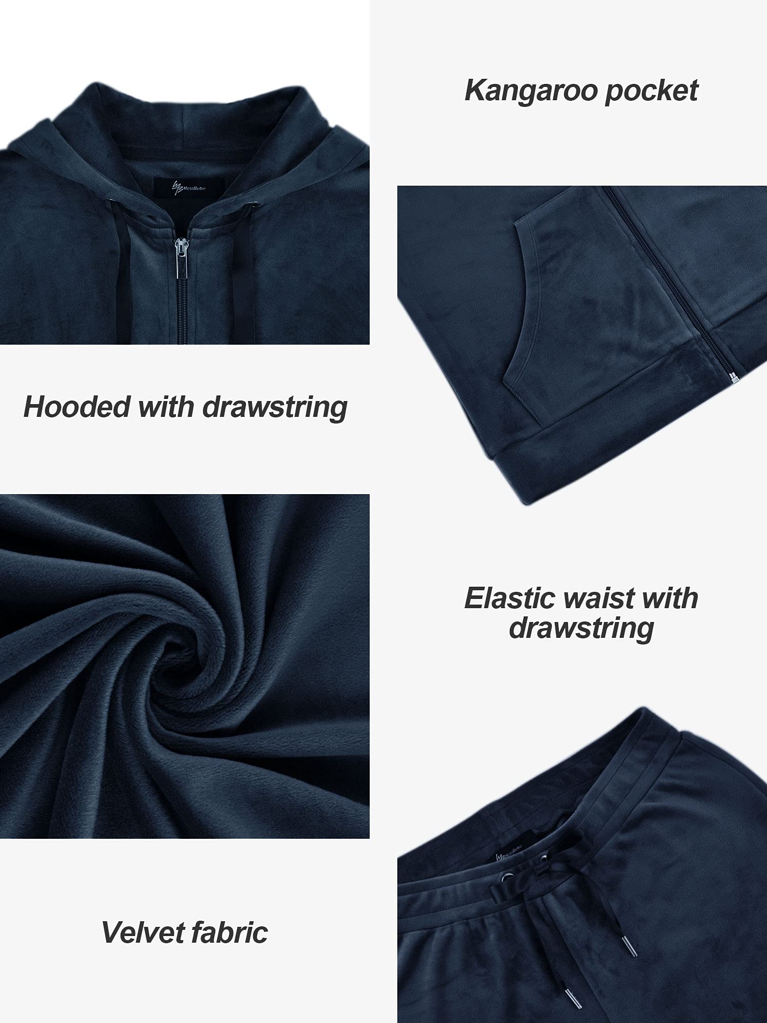 MessBebe Tute da Donna Tuta Sportiva in Velluto con Cappuccio Felpa con Cappuccio Set Ginnastica Sportivo Tuta Sportiva da Jogging Casual 2 Pezzi Ginnastica Tuta Manica Lunga