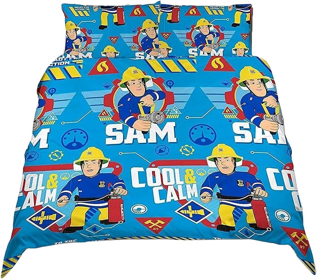 New Official Fireman Sam 'Cool' Design Double Duvet Cover Set