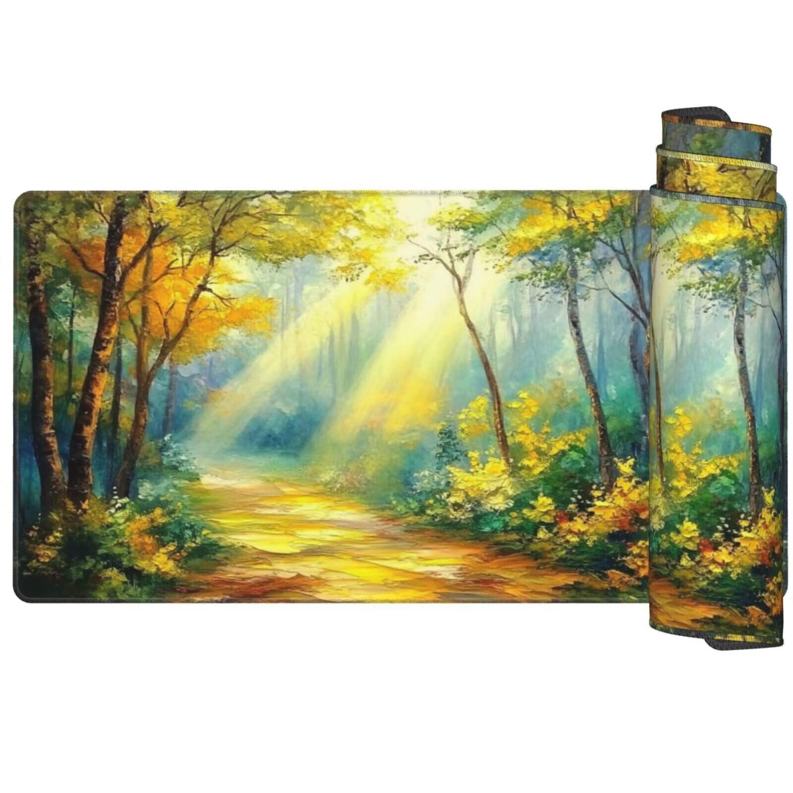 Alfombrilla Ratón Bosque Alfombrilla Ratón XXL 1600 x 800 mm, Paisaje Mouse Pad Gaming con Bordes Cosidos, Impermeable Mousepad XXL Base de Goma Antideslizante Duradera, Mouse Pad para Oficina Q874