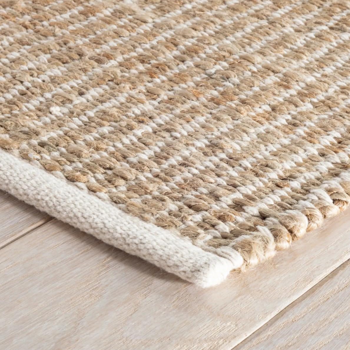 S & L Homes Jute Pulse Handwoven Natural Area Rug for Living Room Bedroom Kitchen Hallway Entryway- Rustic Vintage Farmhouse Decor - (8' x 10' Natural Ivory)