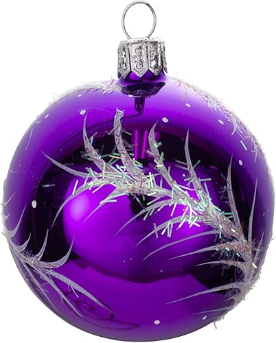 Adorno de bola de Navidad de cristal ramita morado