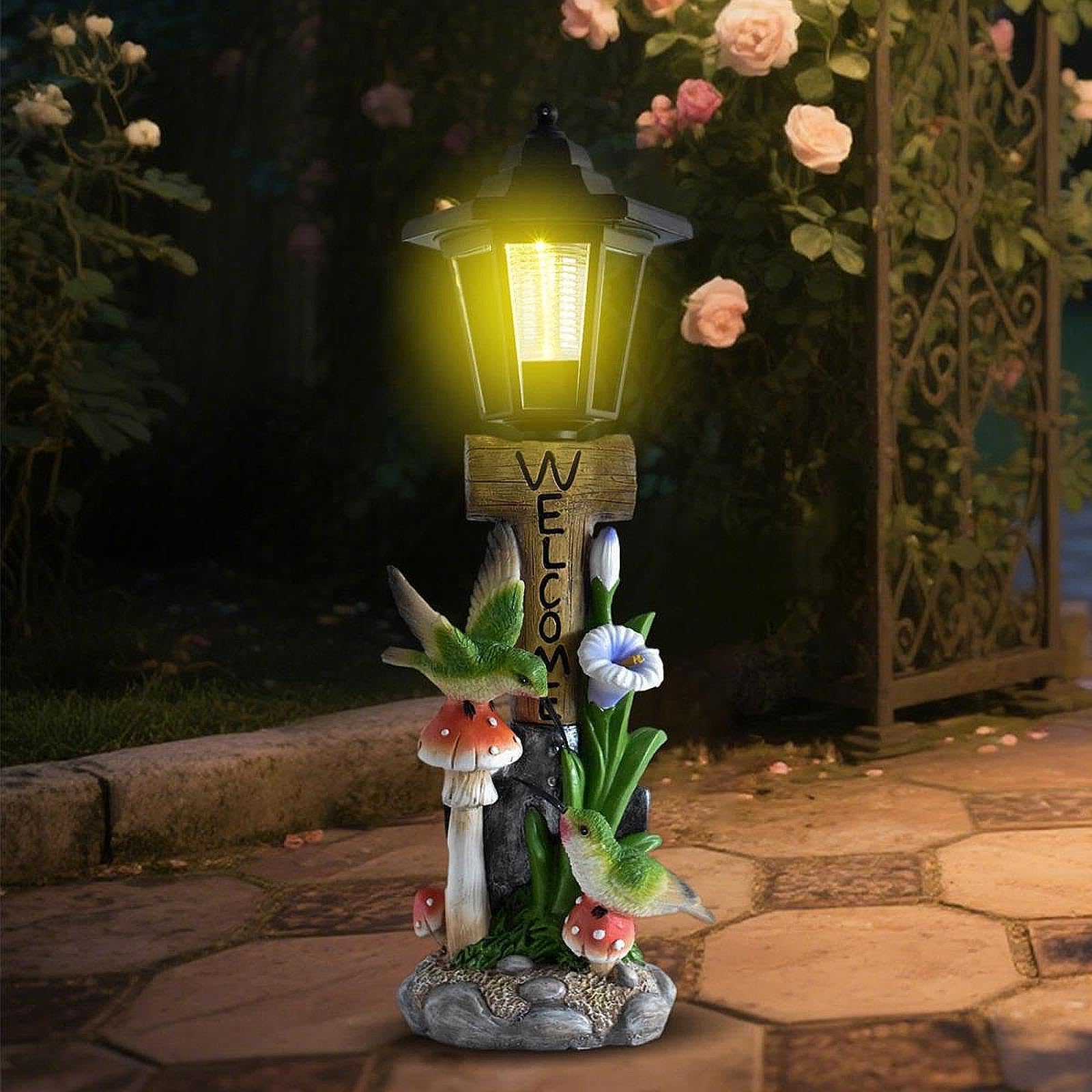 Sharplace Estatua de Jardín con Luz Solar, Estatua Decorativa para Patio, Hermosa Decoración con Energía Solar