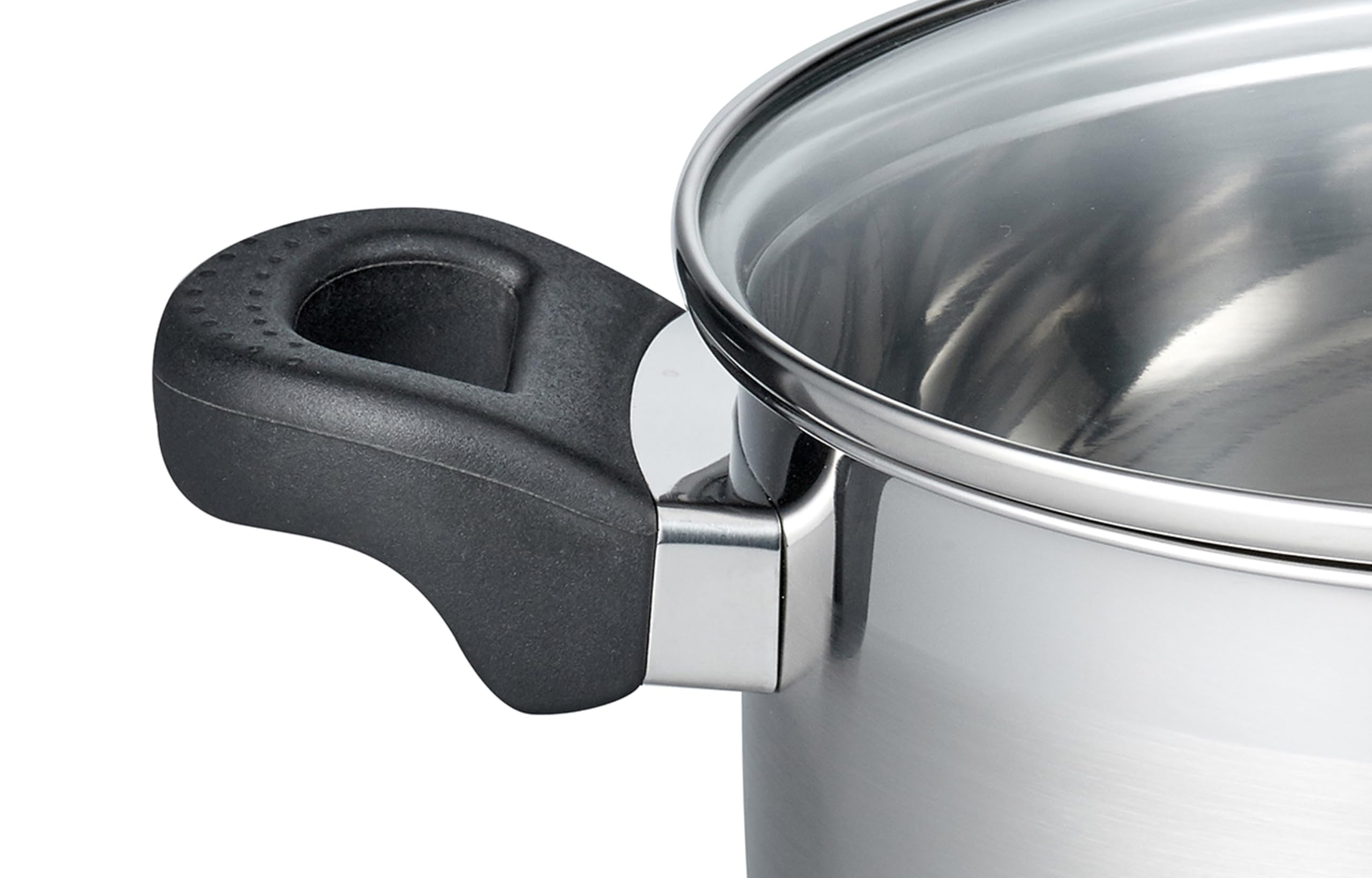 ELO 12117 m.GD - Cacerola para asar (16 cm, acero inoxidable satinado, mango de plástico antideslizante, escala de litros y sistema de dosificación de aceite)