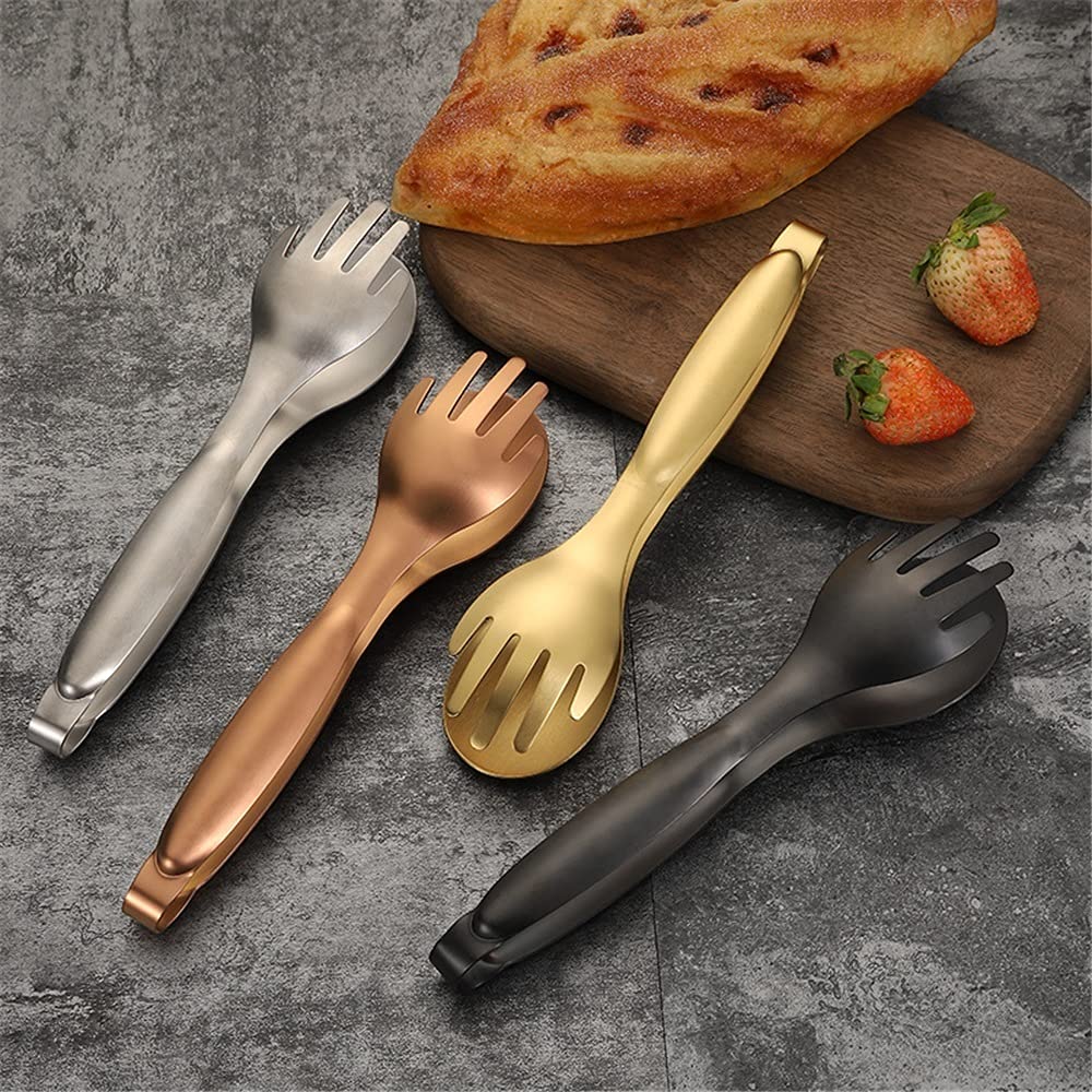 Pinzas de Cocina, 1 Pieza, Pinzas de Comida de Acero Inoxidable, Pinzas para Servir Carne, Ensalada, Pan, para Barbacoa, Accesorios de Cocina, Clip para Barbacoa (Dorado)