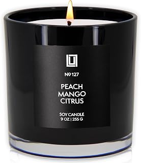Lulu Candles | Peach, Mango & Citrus | Smells Sweet & Fruity | Luxury Scented Soy Jar Candle | Hand Poured in The USA | Highly Scented Long Lasting (9 Oz.)