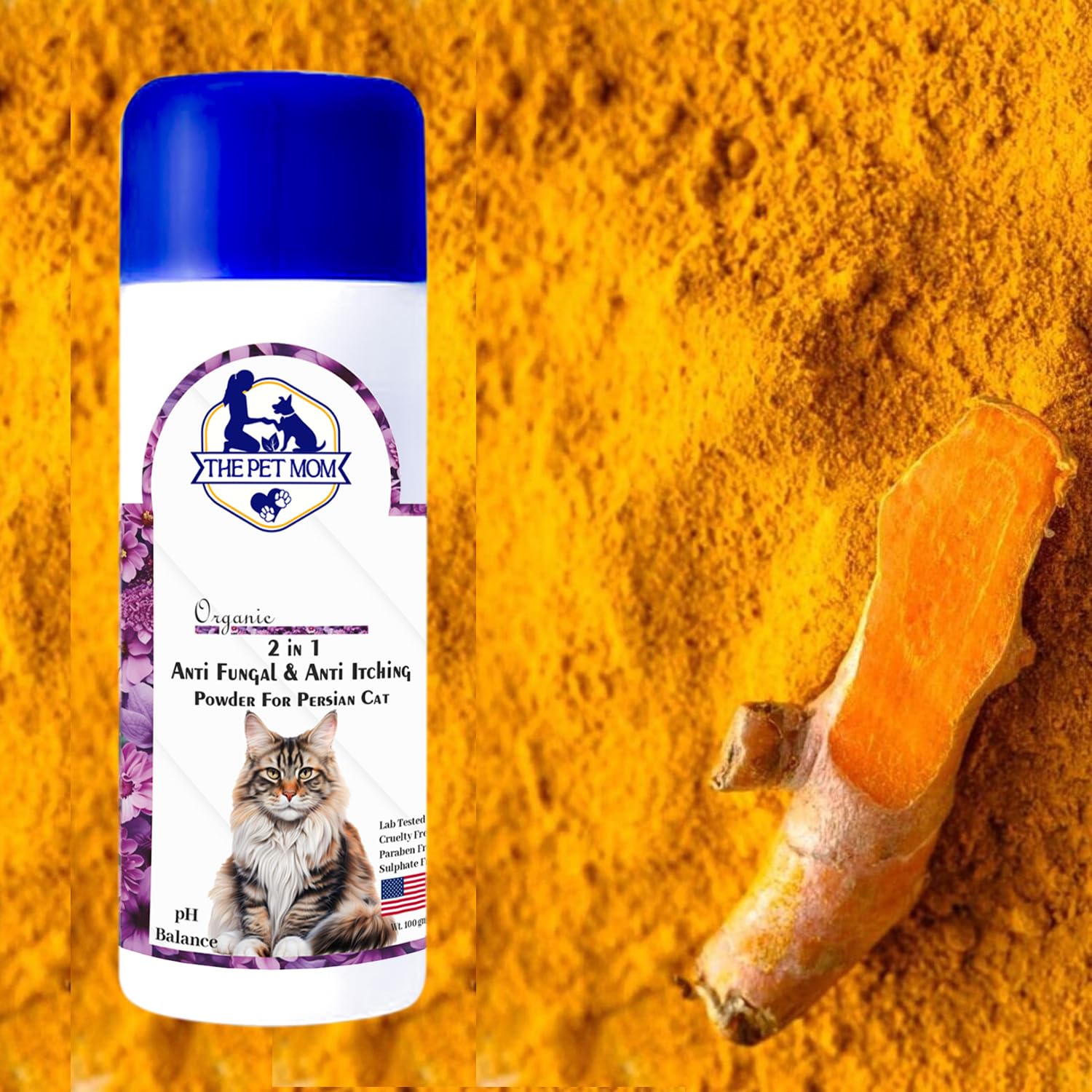 The Pet Mom 2-in-1 Antifungal & Anti-Itching Powder for Persian Cat, Kitten | Helps in Itchy, Irritation & Fungal Infections | Keeps Skin Dry & Natural Fragrance | Cat Powder for All Breed - 100gm 1