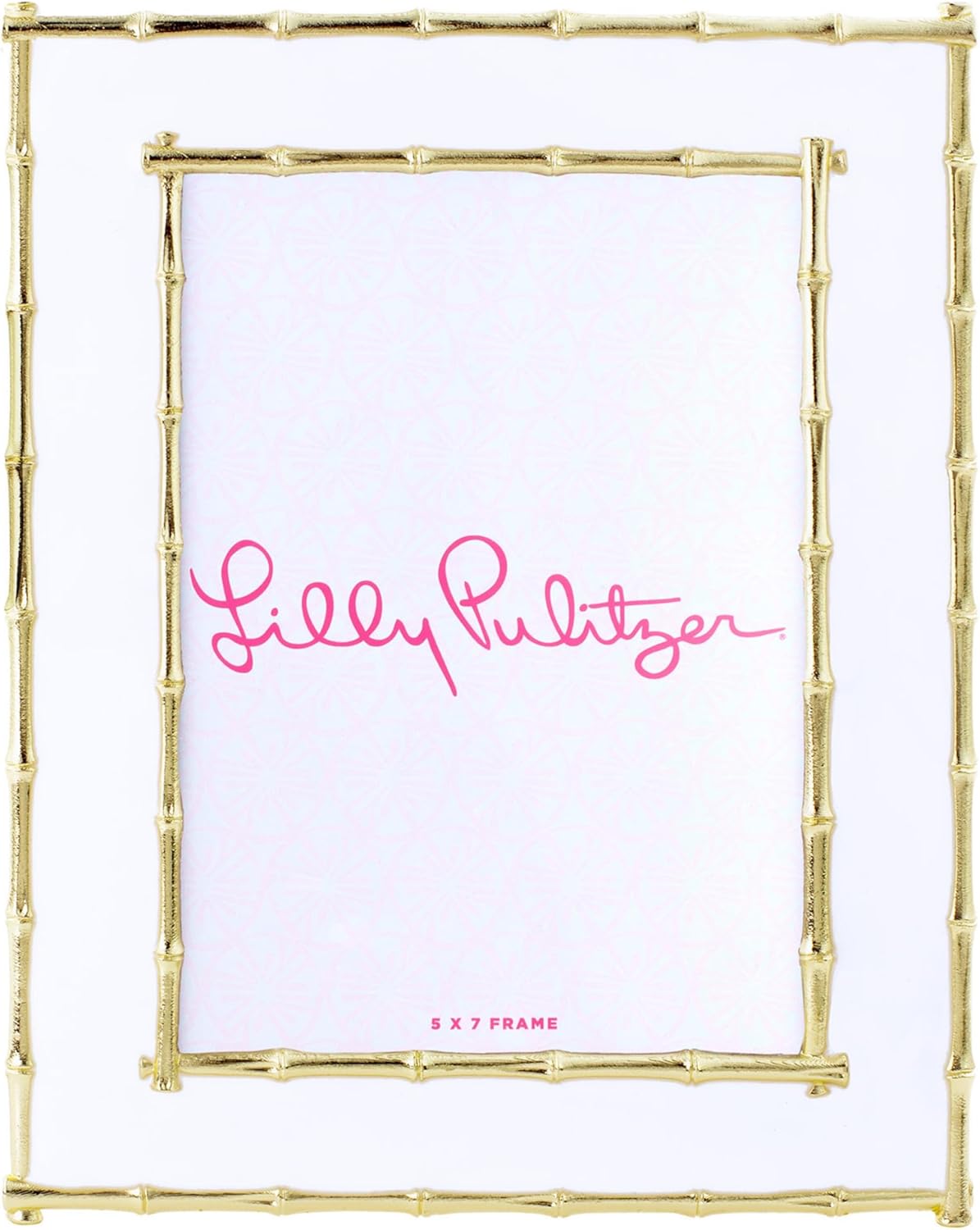 Lilly Pulitzer 5x7 Picture Frame, Decorative Photo Frame for Tabletop, Bamboo Metal Frame with Glass Front (White)