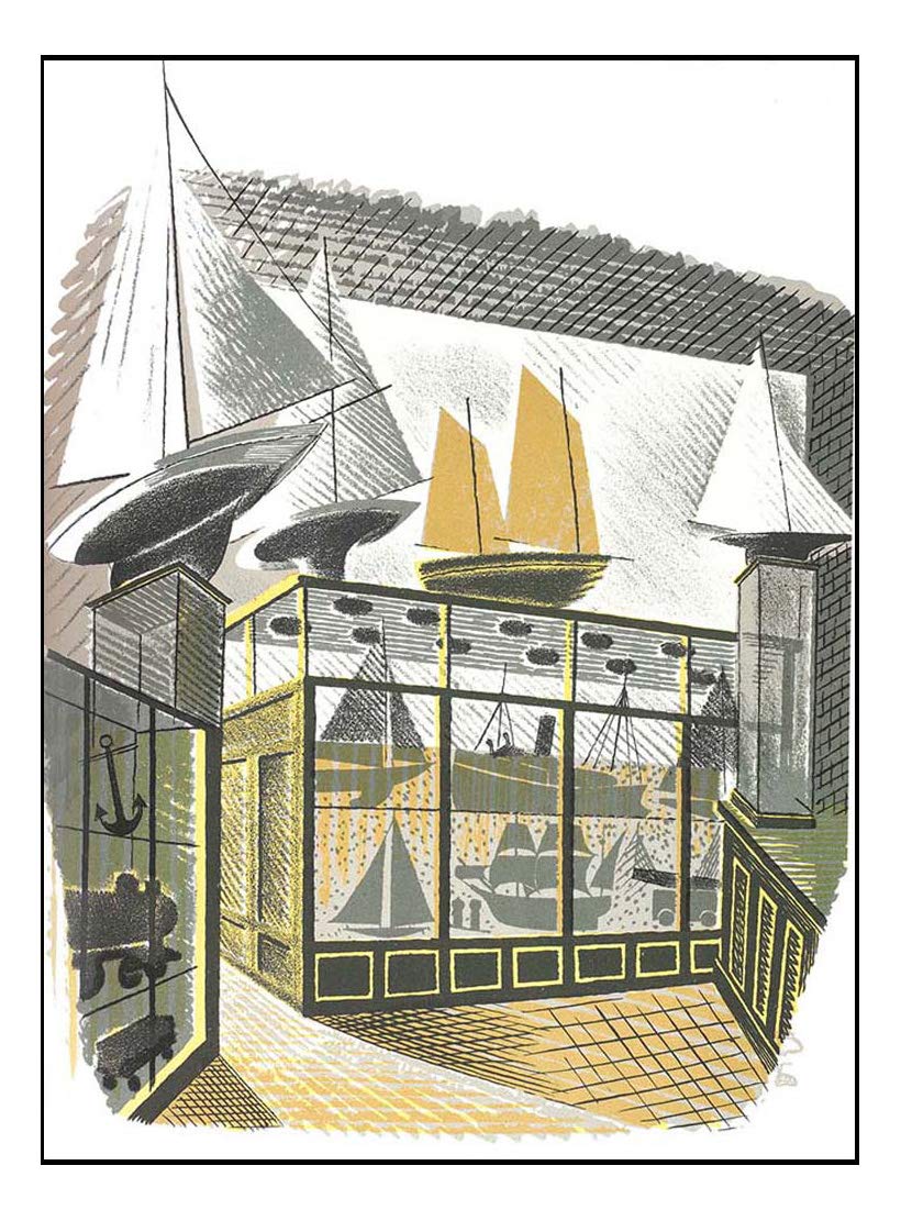 High Street Series: model-ships by Eric Ravilious - opera d'arte vintage, 23X16" (A2) Riproduzione Poster Stampa