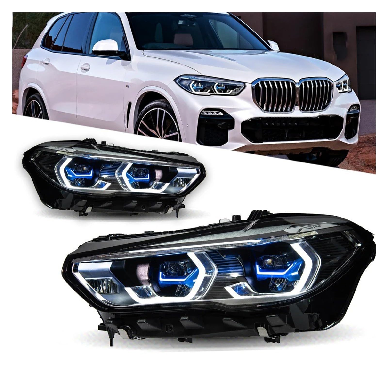 Faro Proiettore Anteriore 1 Coppia Per X5 G05 2019 2020 2021 2022 Fari LED Auto Fari Anteriori DRL Accessori Proiettori Segnale(Laser)