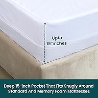 Vista 3 de COTTONPASSION - Funda de colchón con cremallera, protector de colchón impermeable tamaño Queen, transpirable y silencioso, absorbente, funda