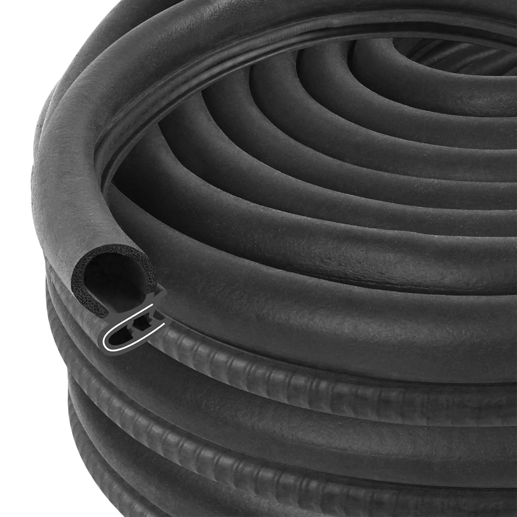 Automotive Door Weather Stripping 80Ft Car Door Rubber Edge Trim Seal Strip Gasket with Side Bulb for Car Bus Camper Boat RV Truck Doors